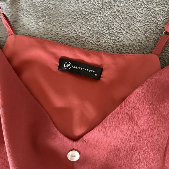 Pretty Garden Coral XS Tank Maxi Dress Vneck Tiered Buttons - Picture 5 of 8